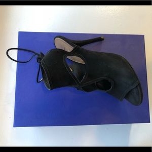 Aquazzura black suede strappy heeled sandals